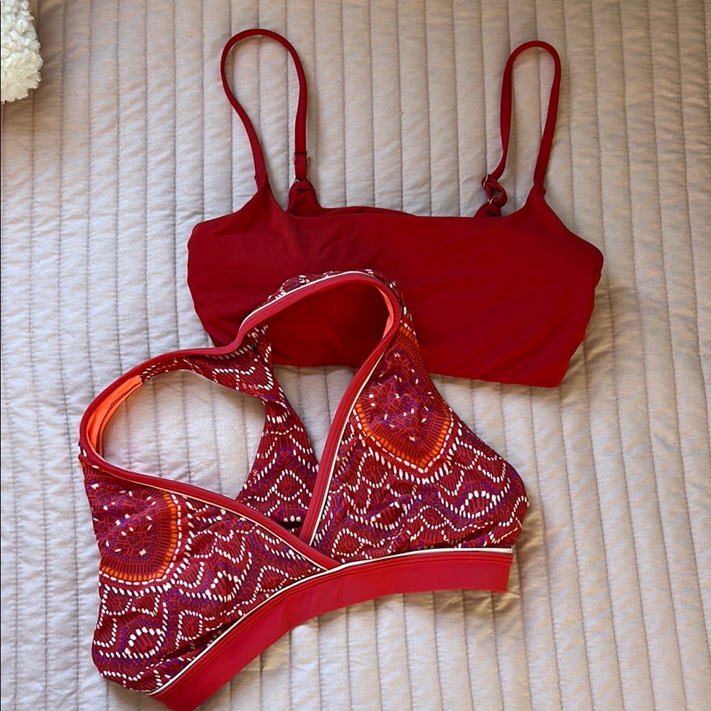 2 Athleta Red Bikini Swim Tops